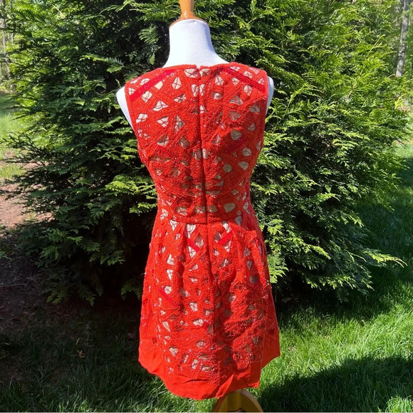 Lela Rose Silk embroidered beaded sleeveless midi dress Sz 6 - Picture 7 of 12